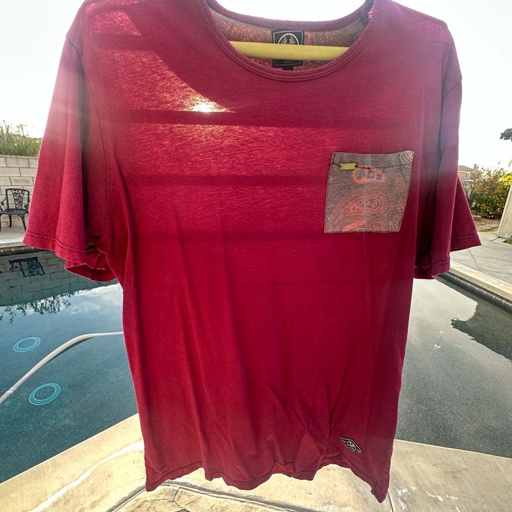 Civil Regime Men's Burgundy Graphic Pocket Tee